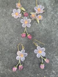 Peach Blossom Flower Wire Earring