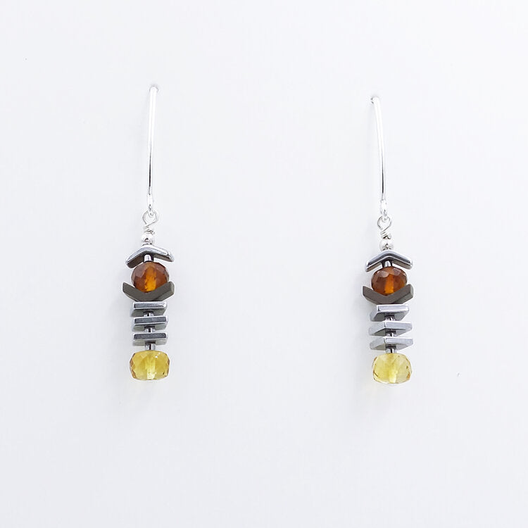 Hematine and Citrine Earrings