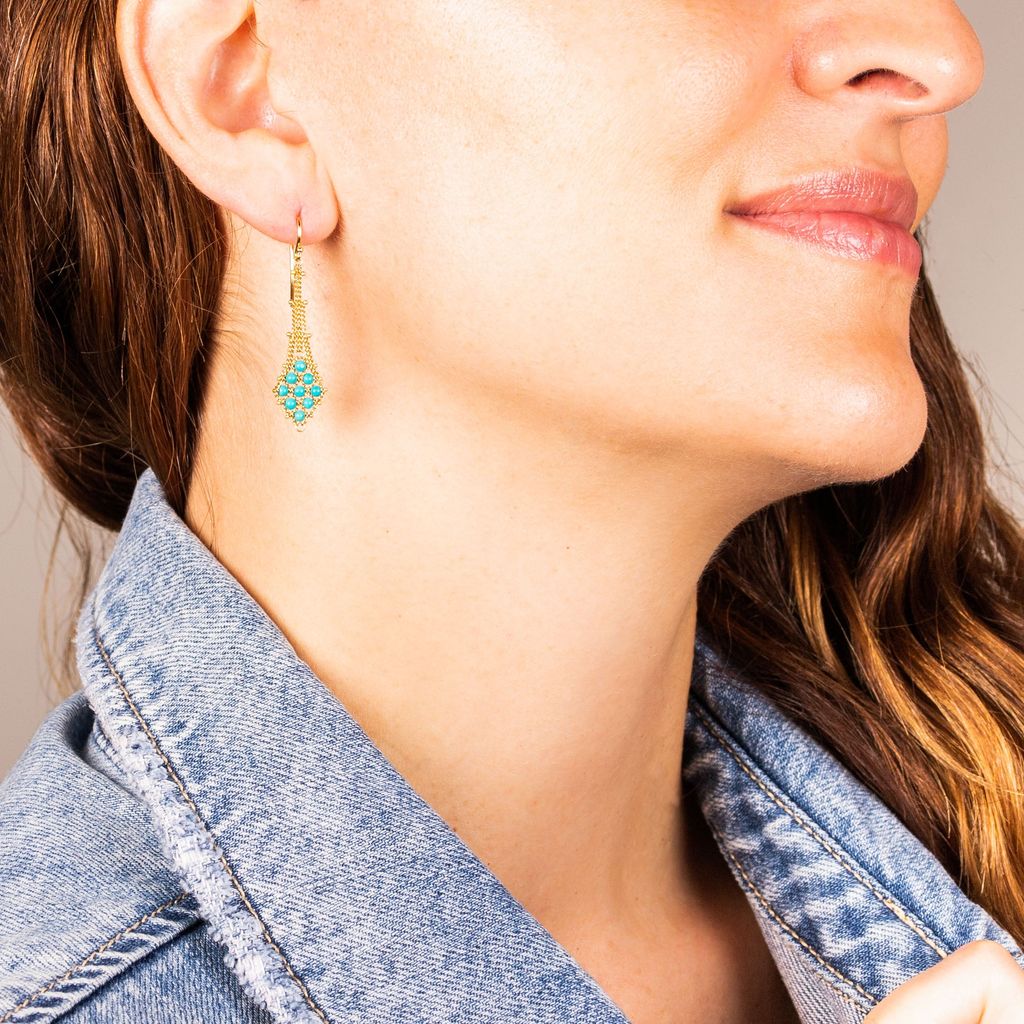 Turquoise Textile Drop Earrings