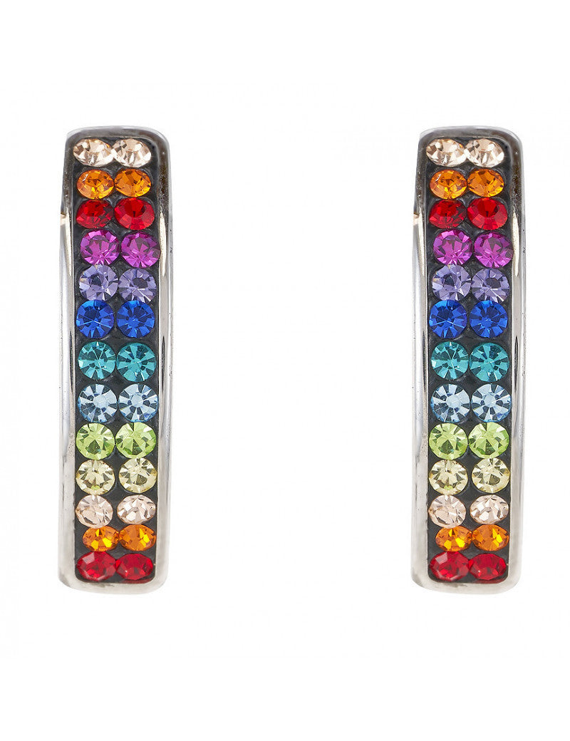 Post Earring With Rounded Stainless Steel Bar of Pave Crystals