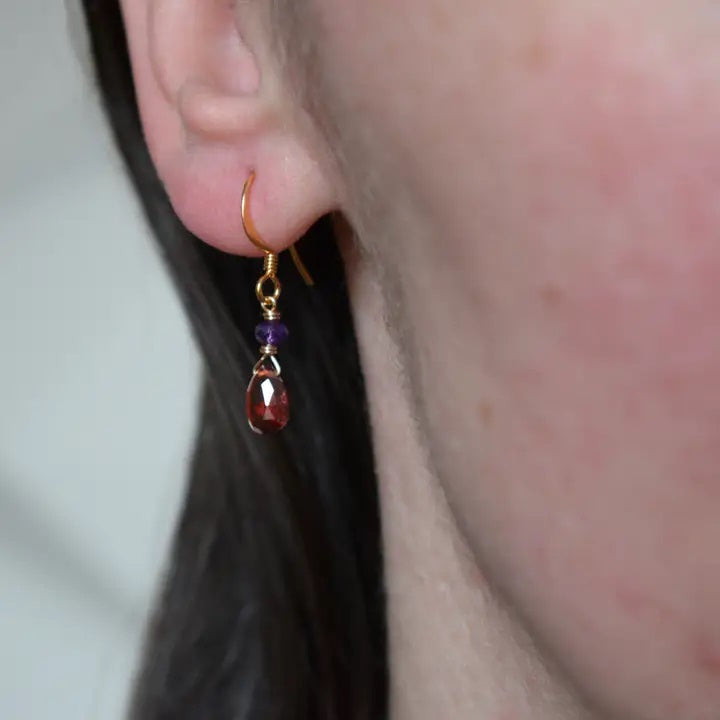 Garnet and Amethyst Earring