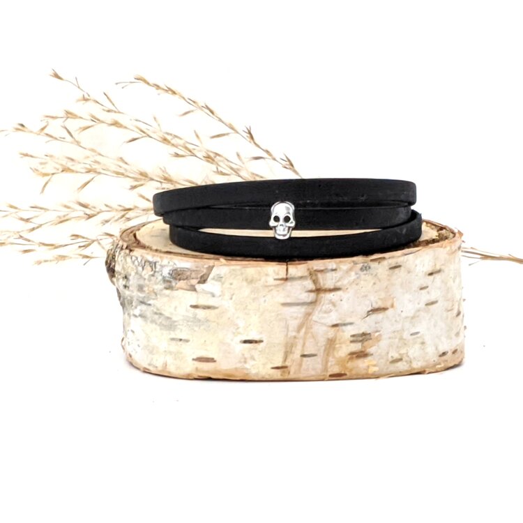 Triple Wrap Bracelet With Skull