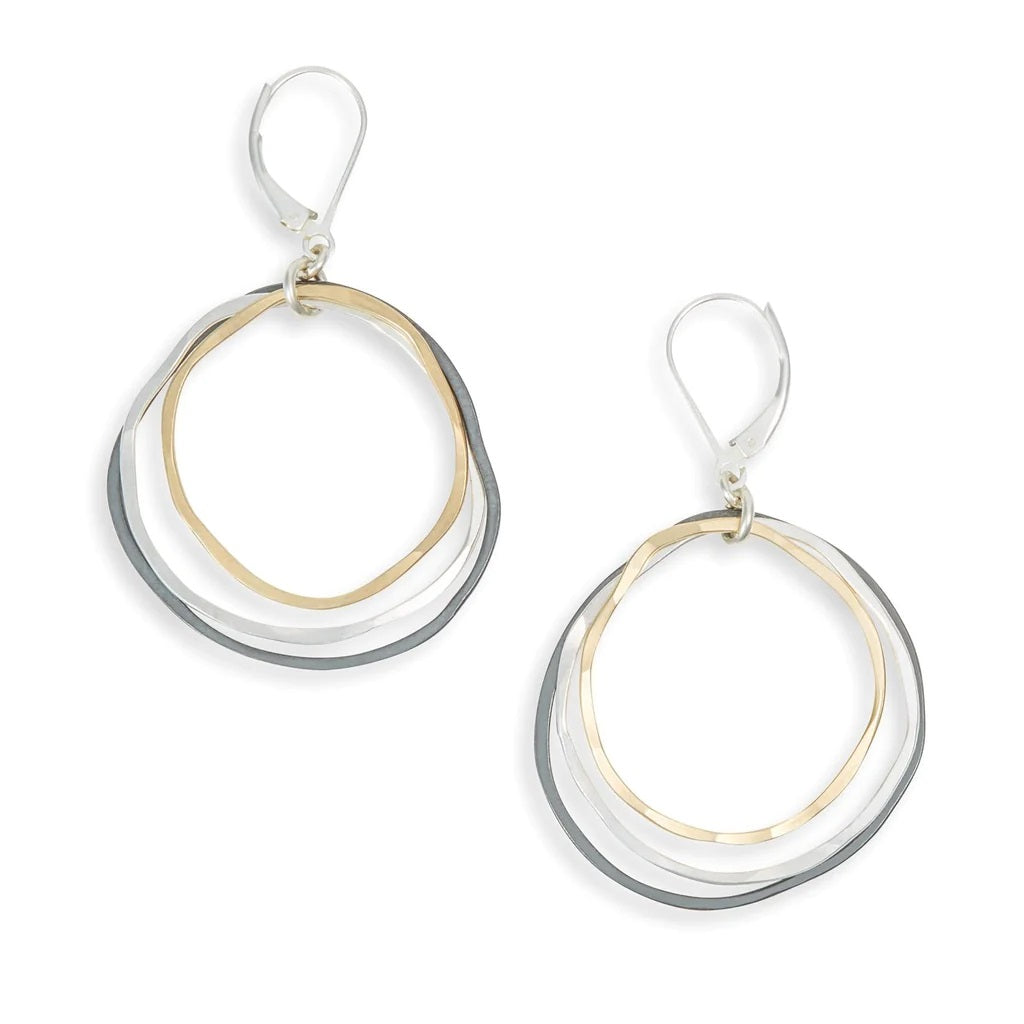 Mixed Metal Hammered Caldera Earrings