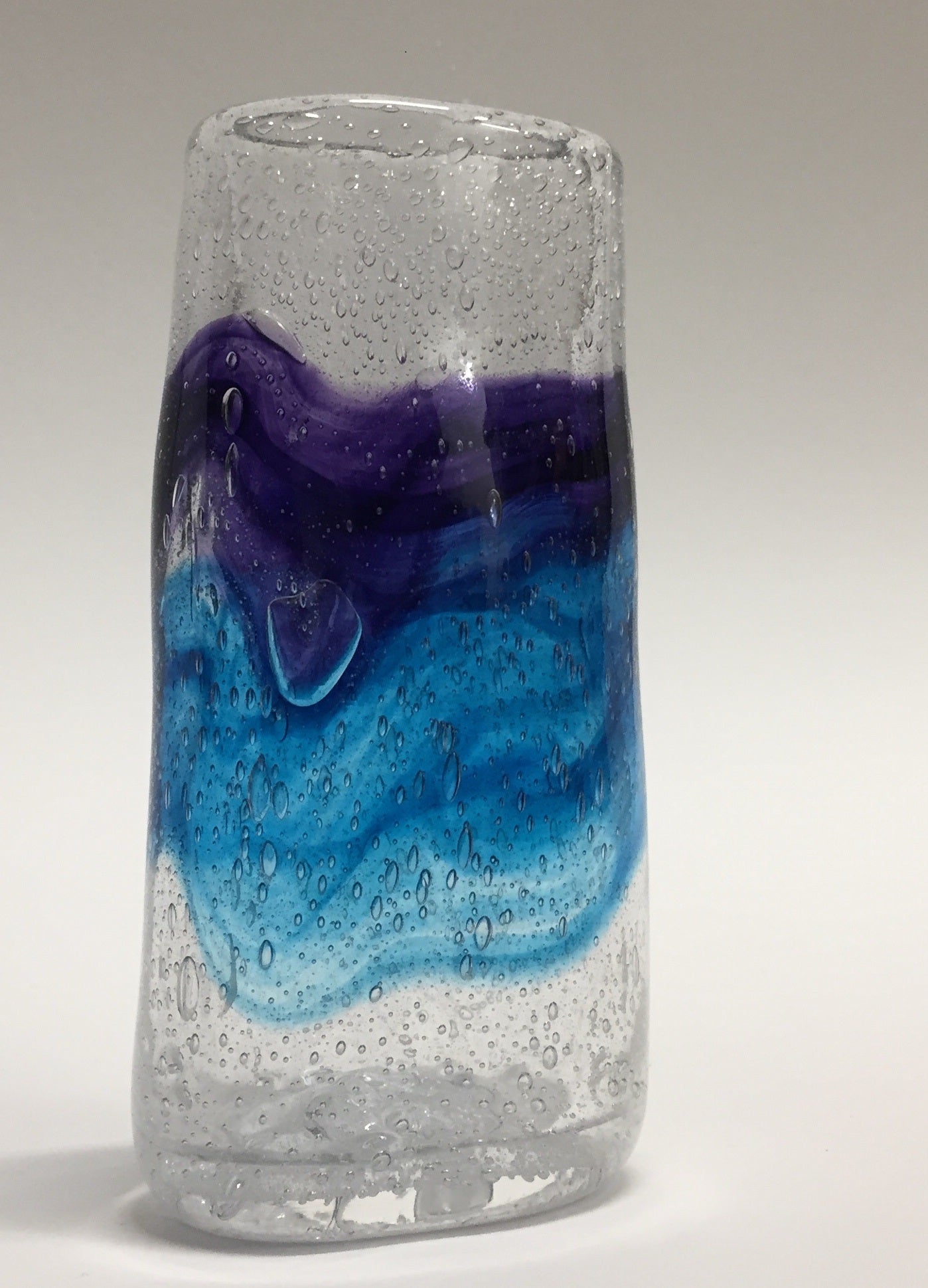 Oval Glass Vase Aqua and Hyacinth