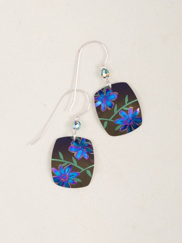 Meadow Earrings, Irridescent Blue & Brown