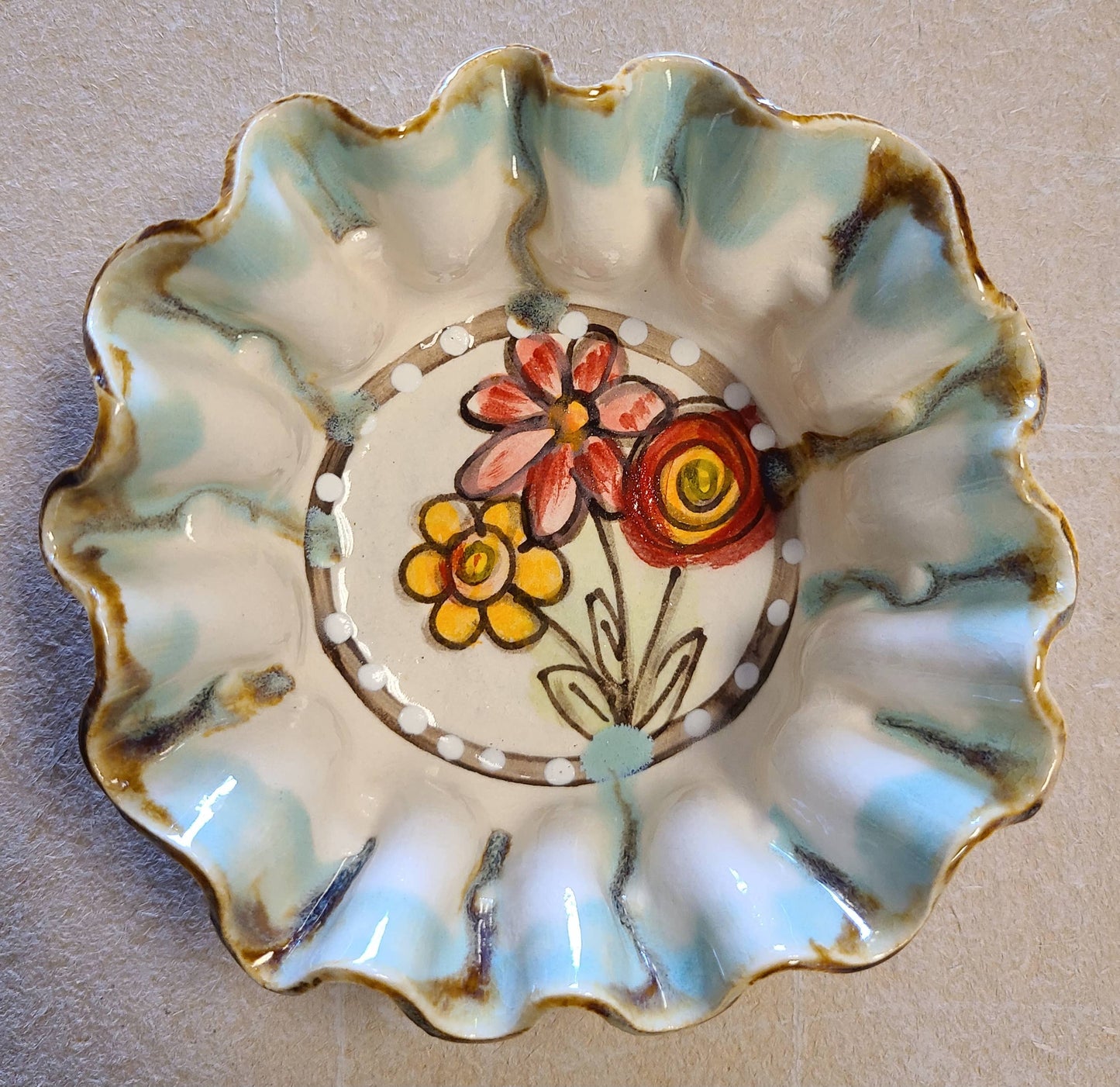 Small Dip Bowl With Flowers