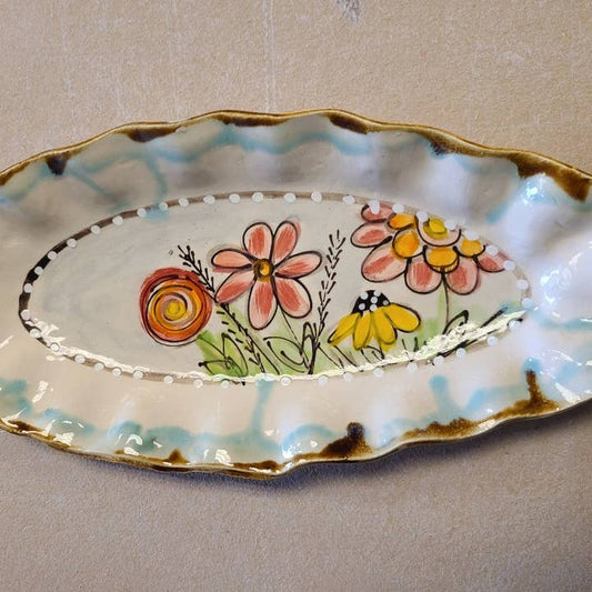 Oval Tray With Flowers