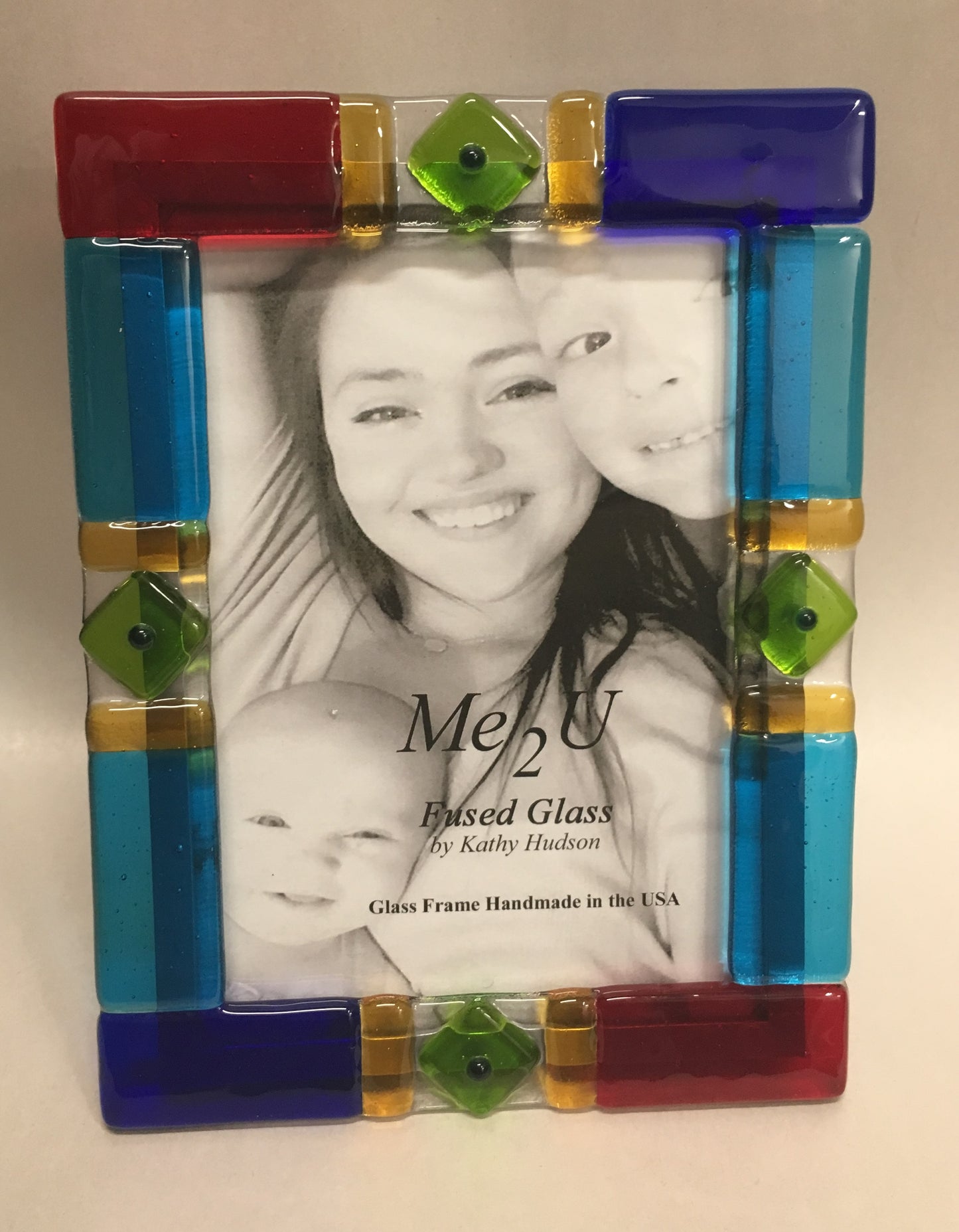 Frame, Fused Glass, Carnival colors, 5"X7"