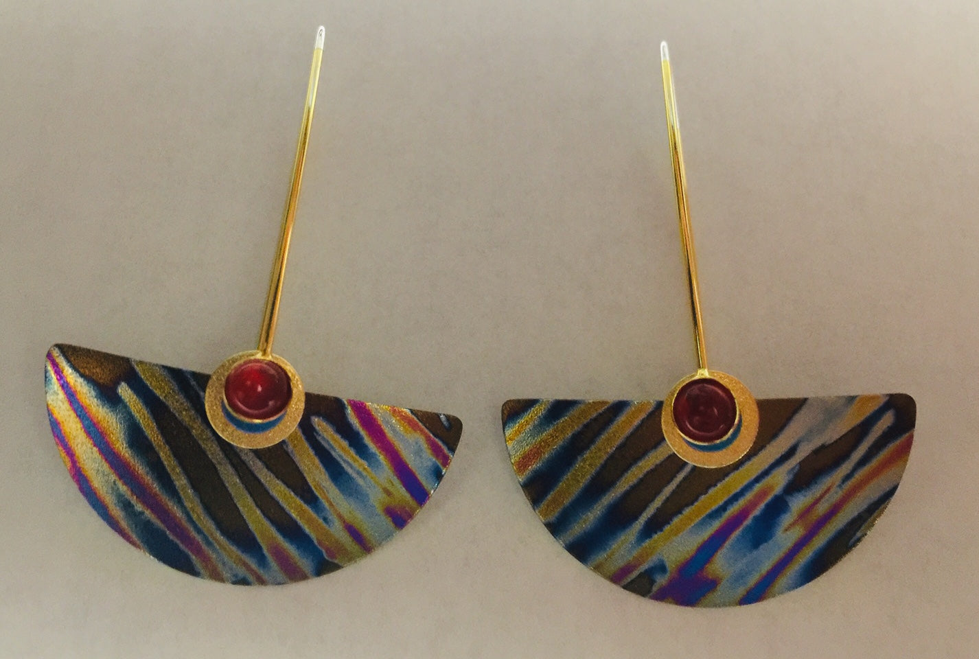 Semi Circle Patterned Niobium Earrings