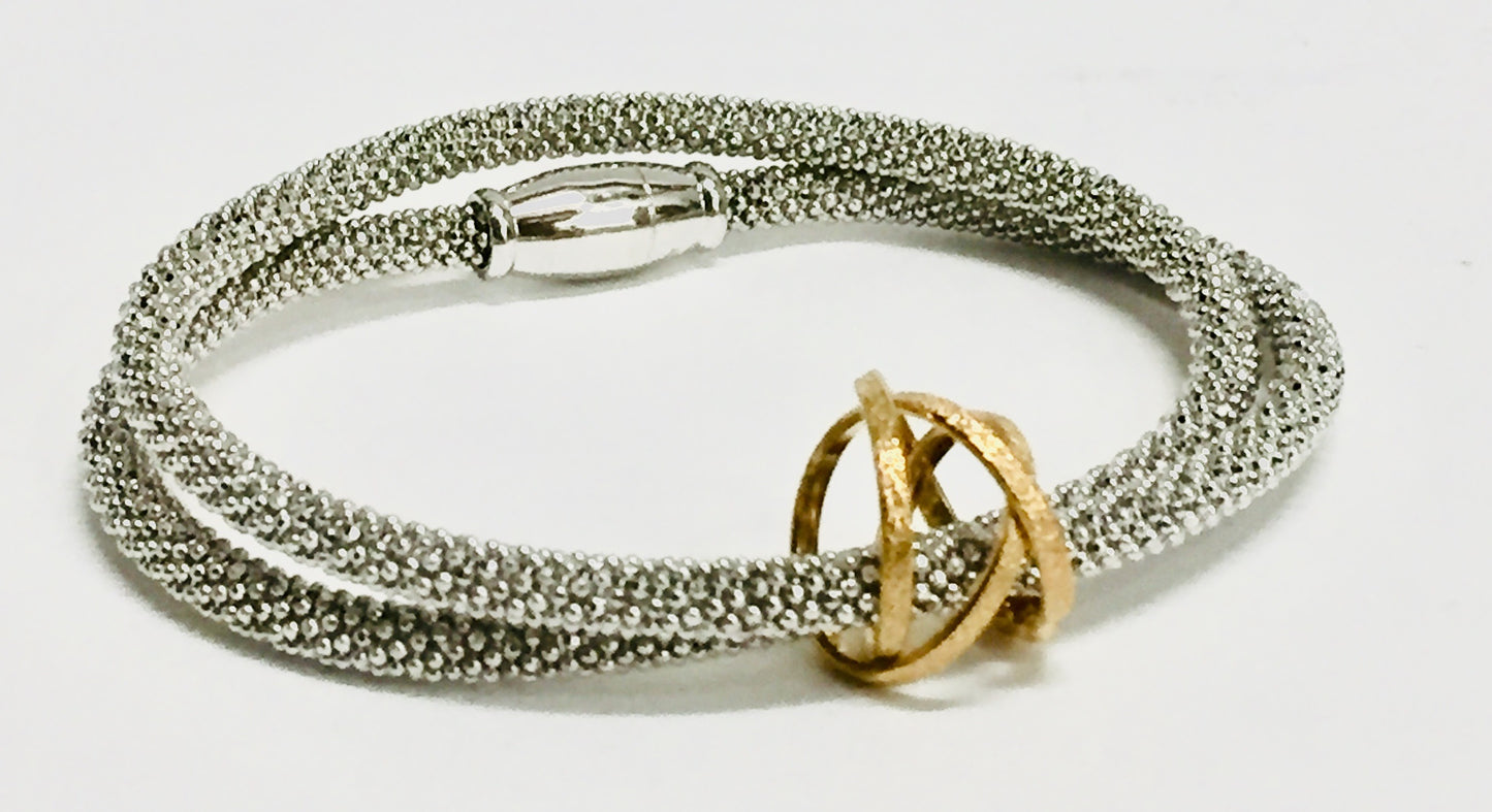 Brac, SS V Coiled Bead DBL Wrap