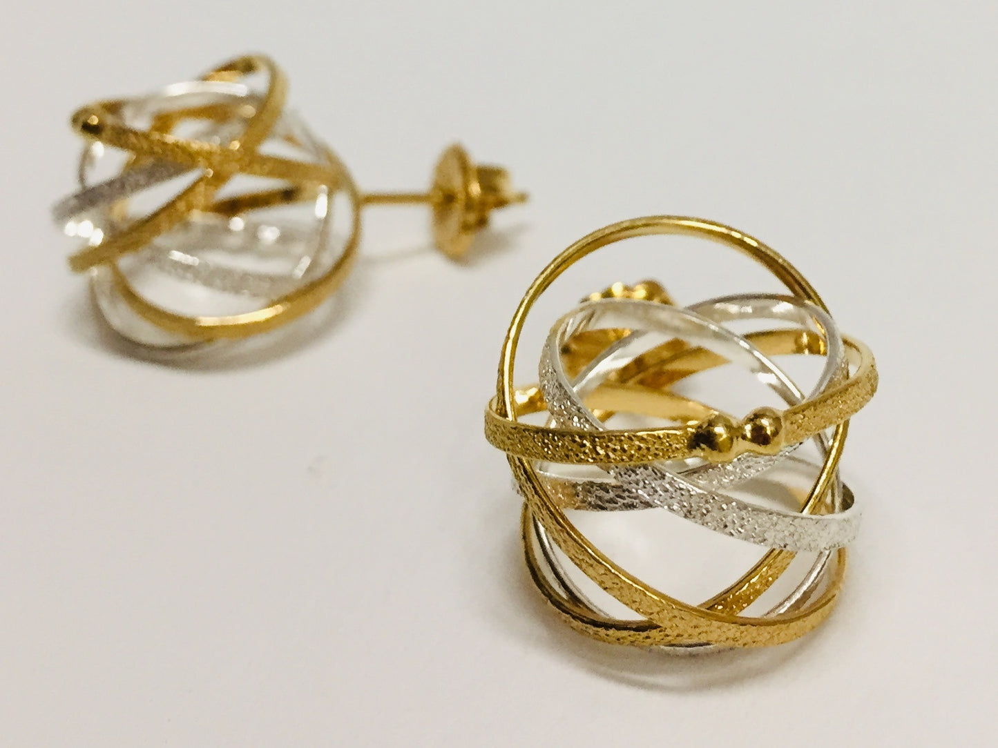 Mobius Sterling Silver and 22K Gold Vermeil Post Earrings