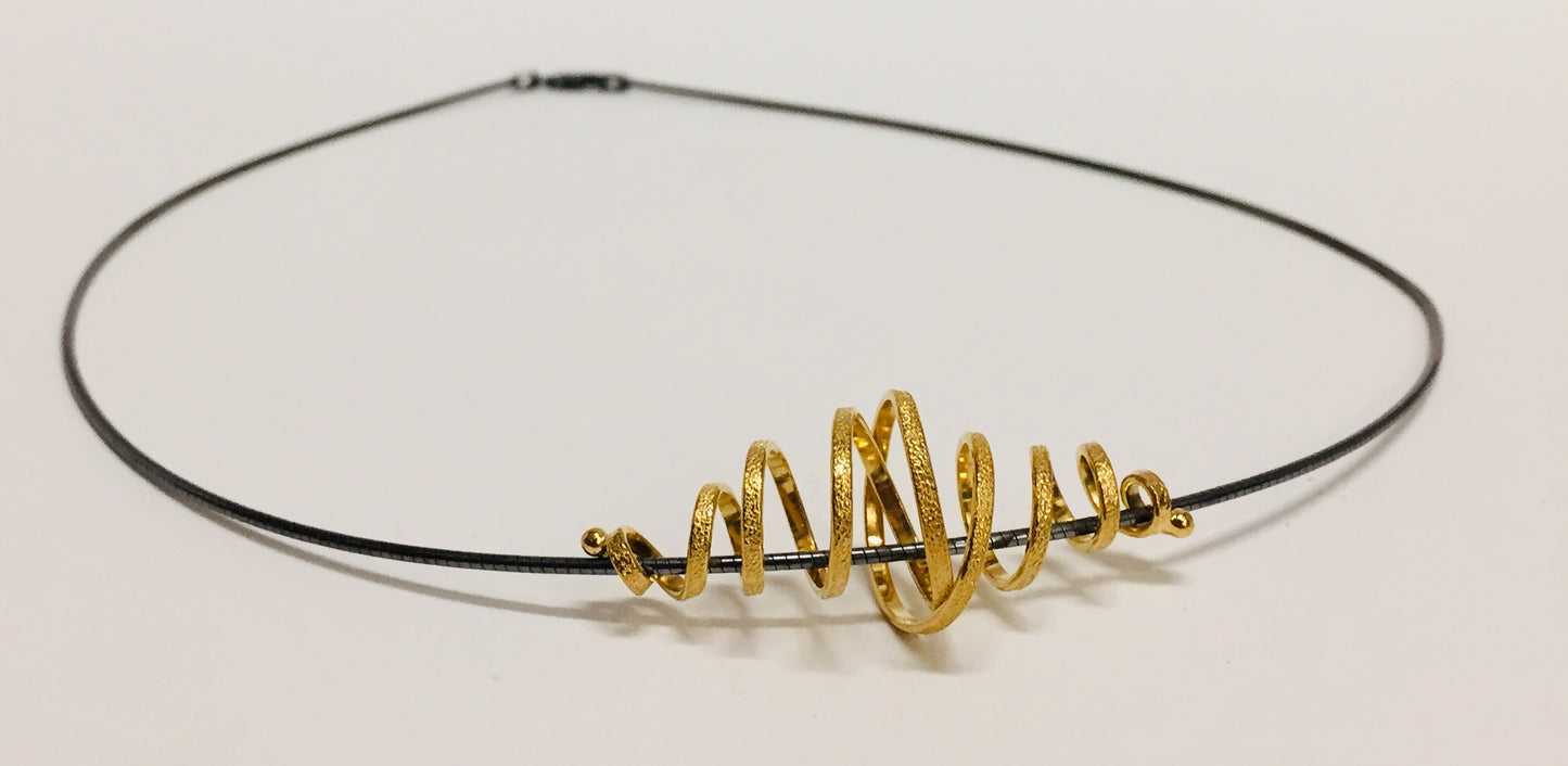 Petite Coil 22K Gold Vermeil and Oxidized Sterling Silver Pendant