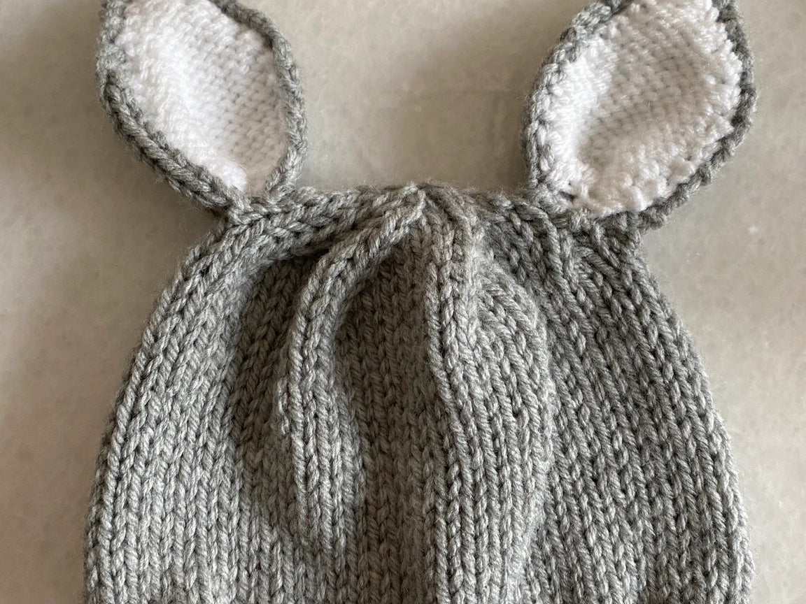 Grey and White Bunny Hat- Toddler