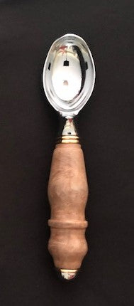Chrome and Maple Burl Hand Turned Ice Cream Scoop