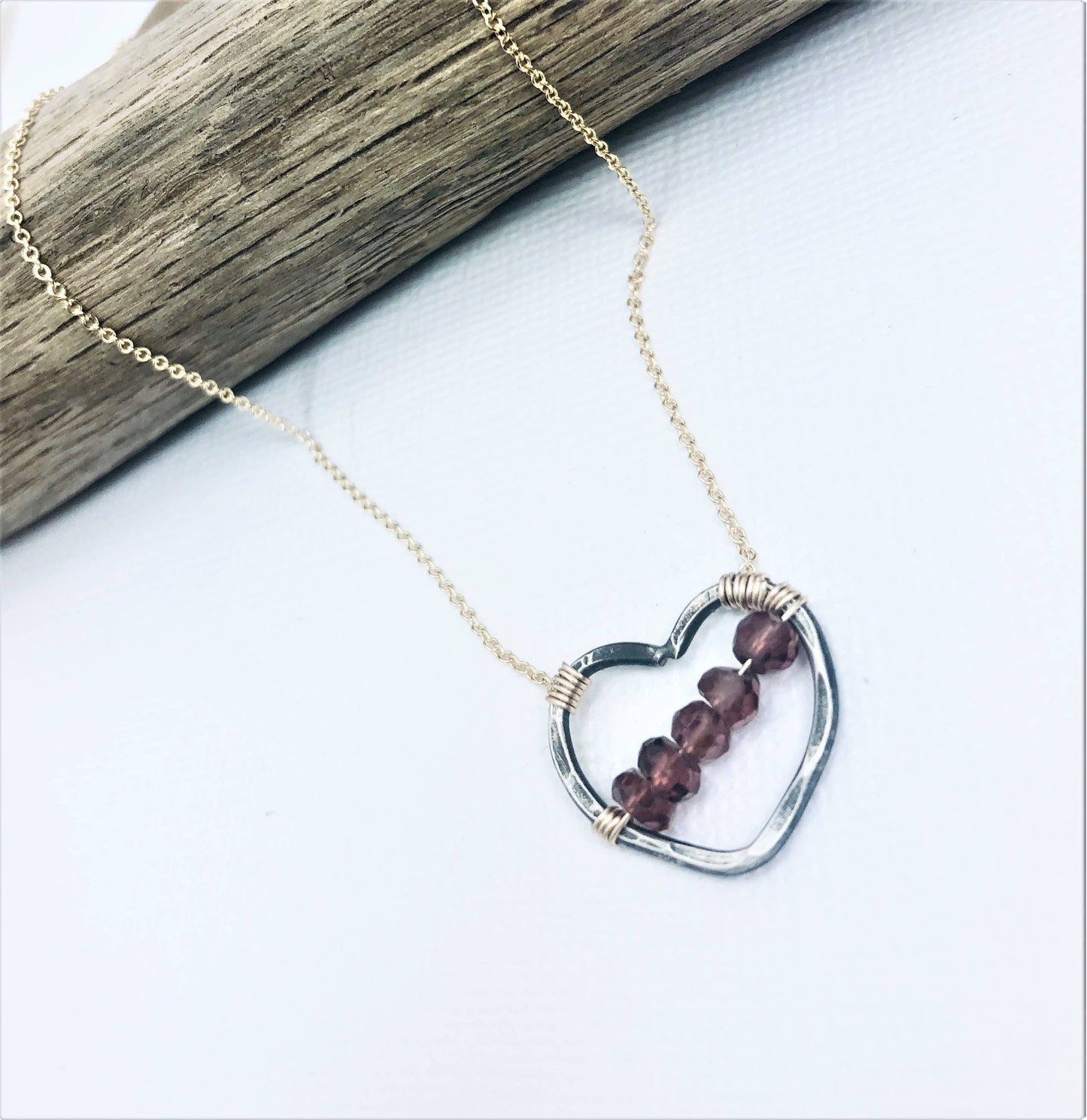 Neck, OX GF Garnet Heart My Beloved