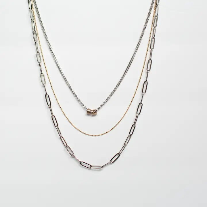 3 Strand Mixed Metal Necklace