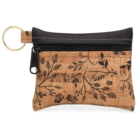 Be Organized Black Floral Print Key Chain Zip Pouch