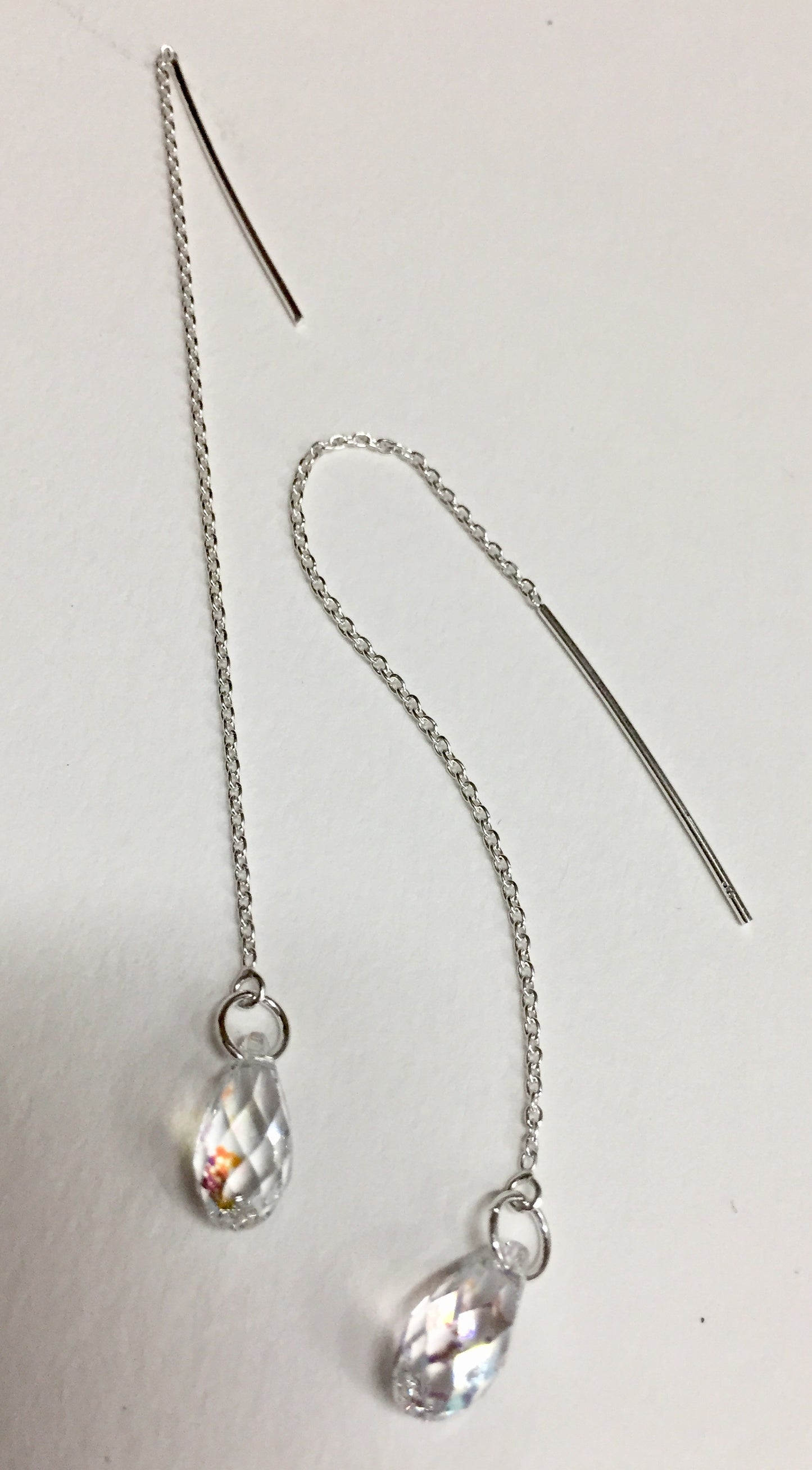 Earrings Sterling Threader with Crystal