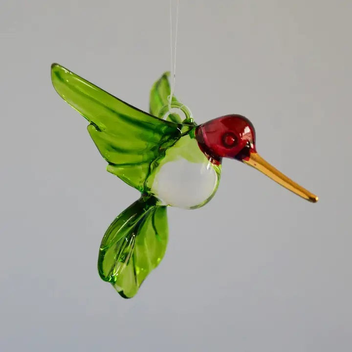 Glass Hummingbird With Large Red Head