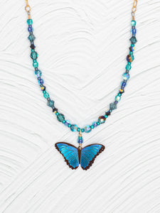 Bella Butterfly Necklace Blue