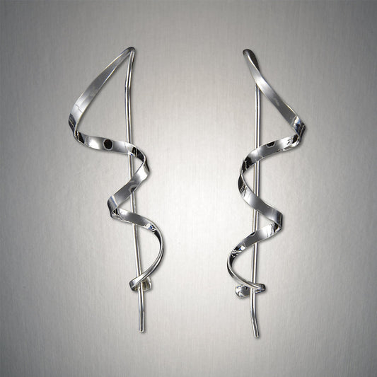 Corkscrew Ribbons, Sterling Silver Earrings