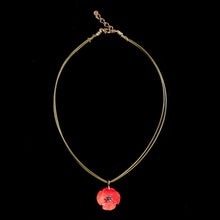 Load image into Gallery viewer, Red Poppy On Leather Necklace