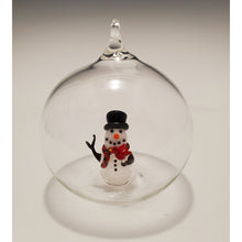 Load image into Gallery viewer, Orn, Snowman w/Red Bird Person. Bubble