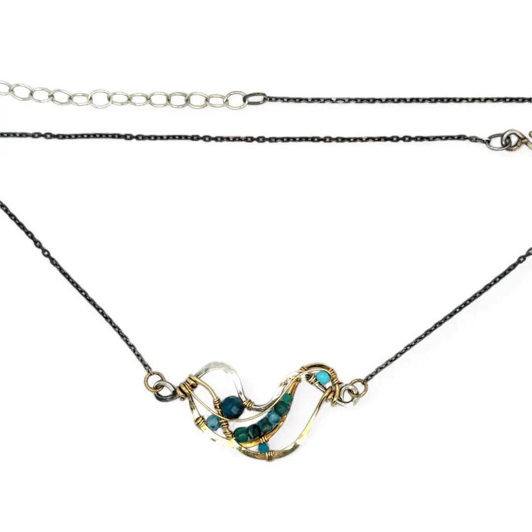 Current Necklace With Apatite and Oxidized Silver