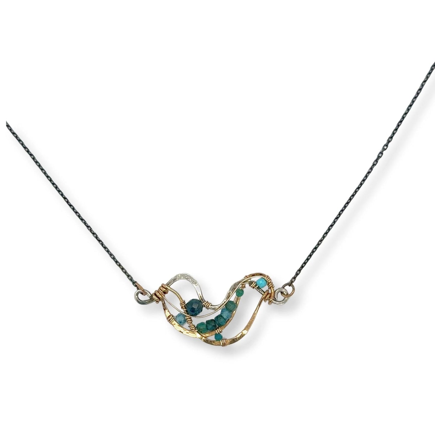 Current Necklace With Apatite and Oxidized Silver