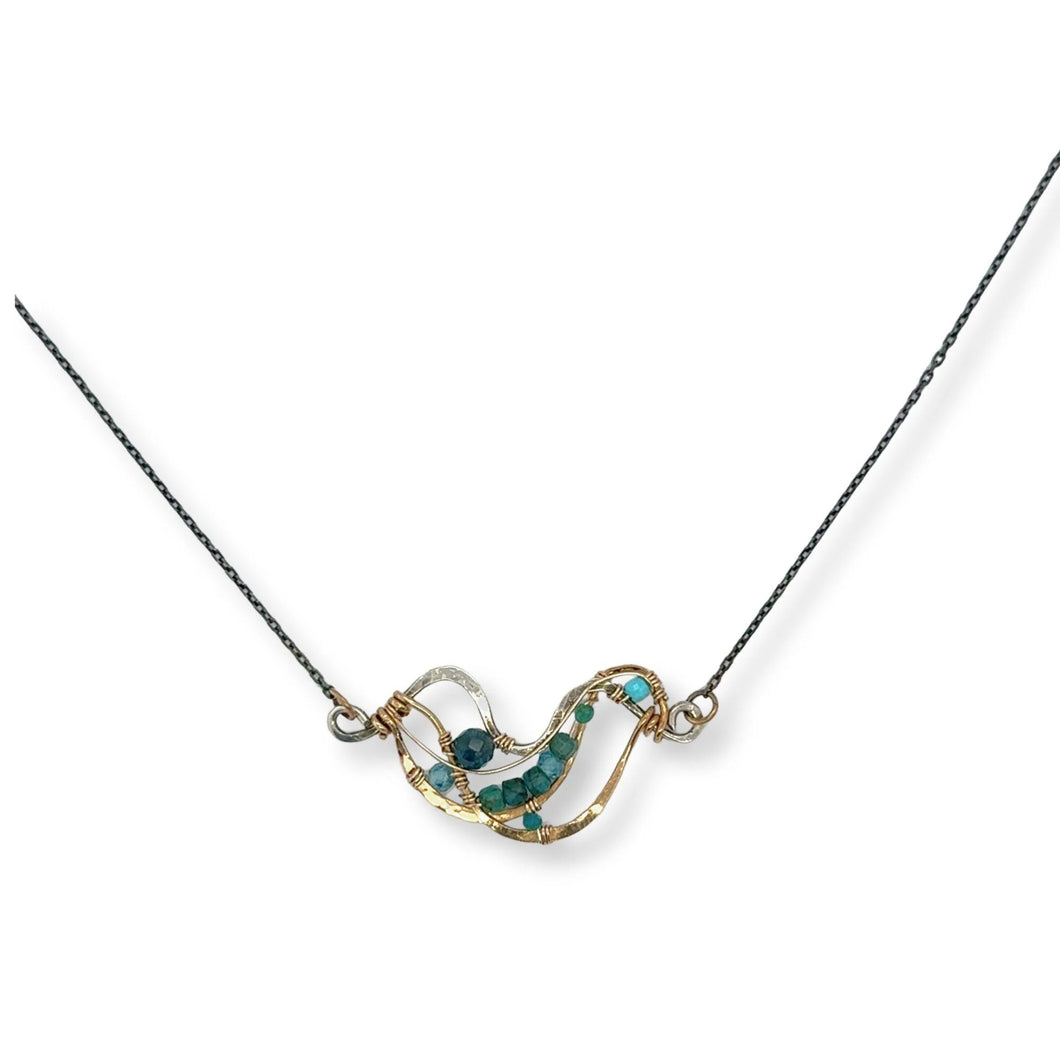 Current Necklace With Apatite and Oxidized Silver