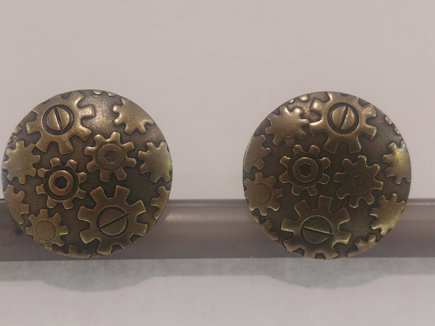 Brass Cufflinks with Gears On A Disc