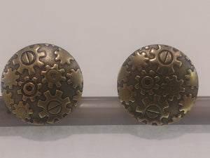 Brass Cufflinks with Gears On A Disc