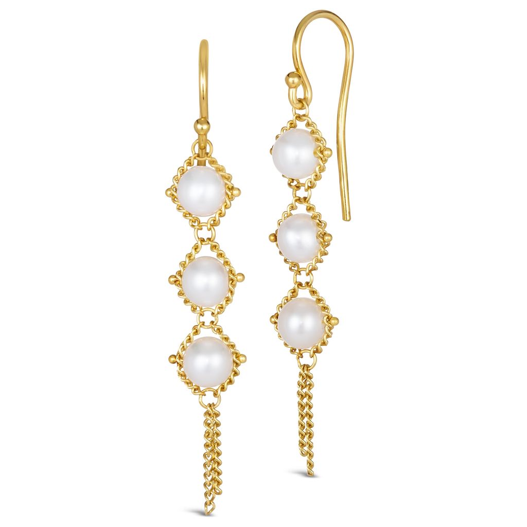 Akoya Pearl Textile Earring in 18K Gold