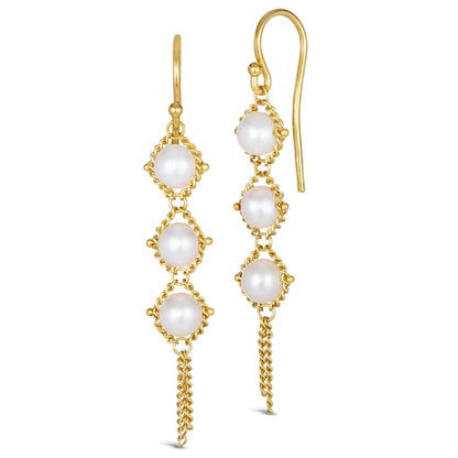 Akoya Pearl Textile Earring in 18K Gold