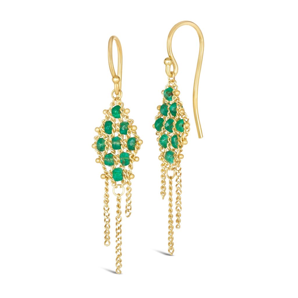 Emerald Textile Earrings