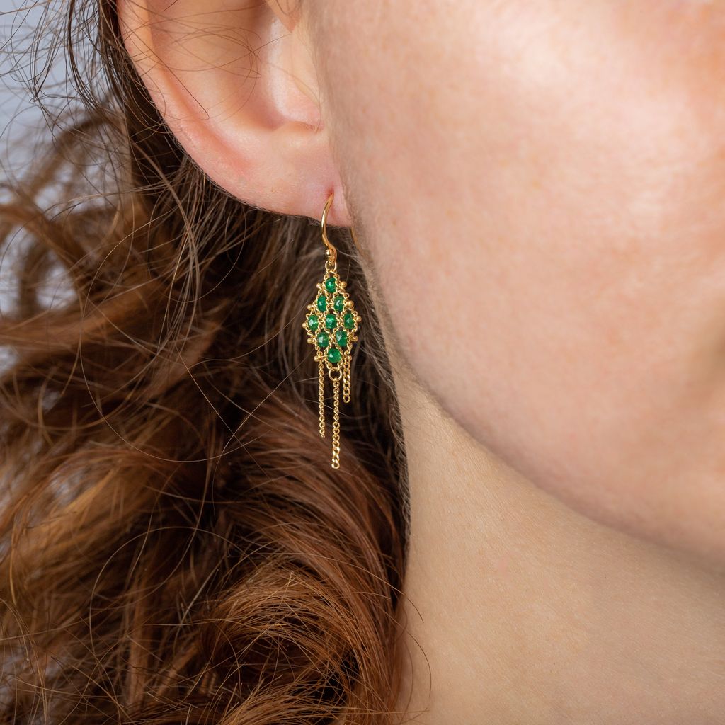 Emerald Textile Earrings