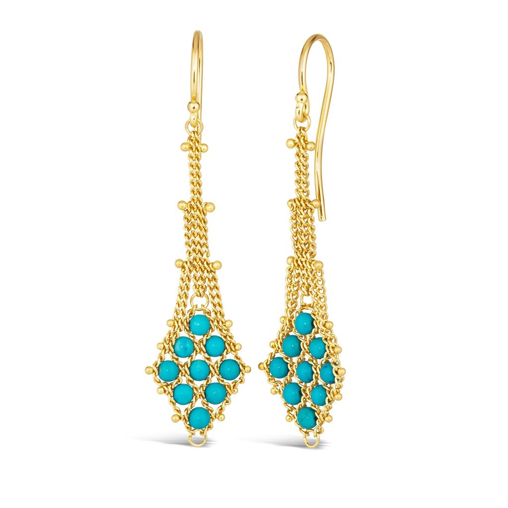 Turquoise Textile Drop Earrings