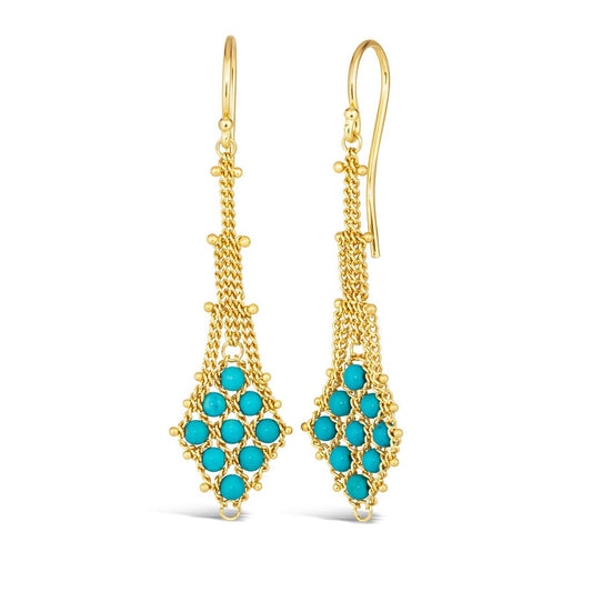 Turquoise Textile Drop Earrings
