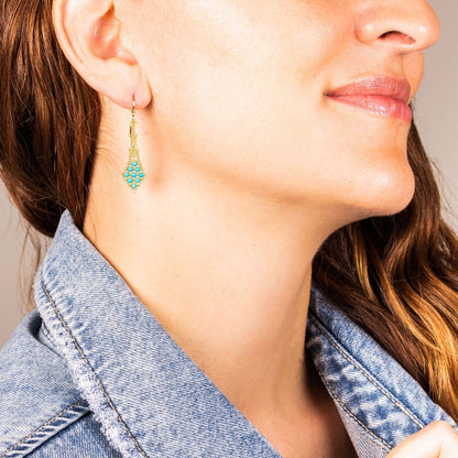 Turquoise Textile Drop Earrings