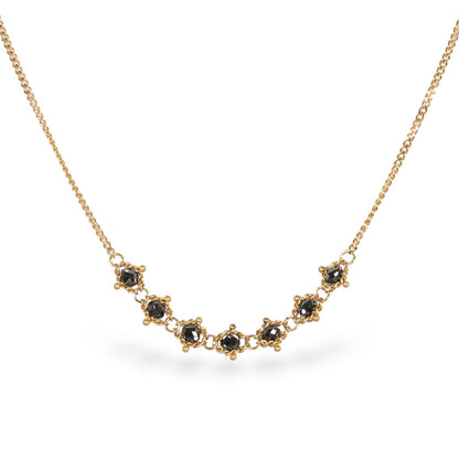 Petite Textile Necklace With 18K Gold and Black Diamonds