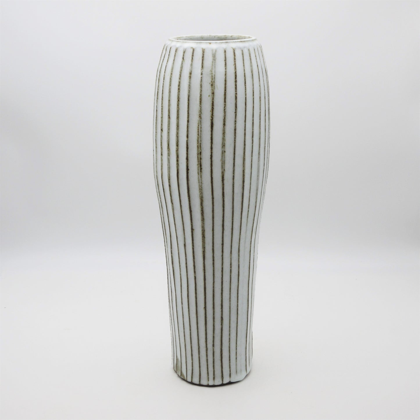 Slim Fluted Stoneware Vase