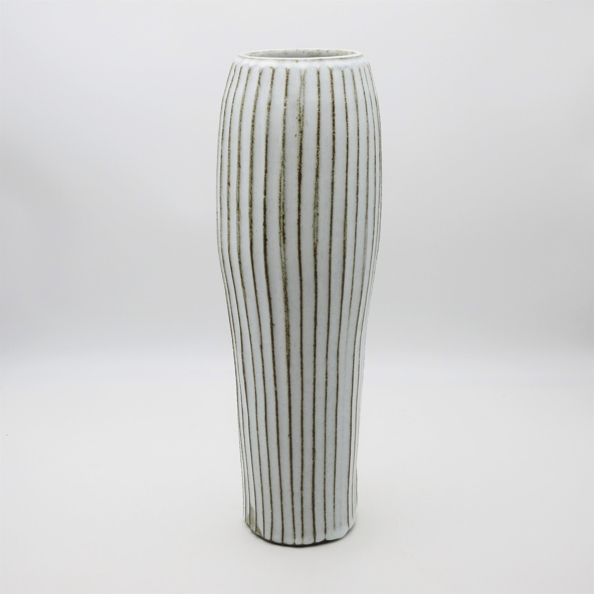 Slim Fluted Stoneware Vase