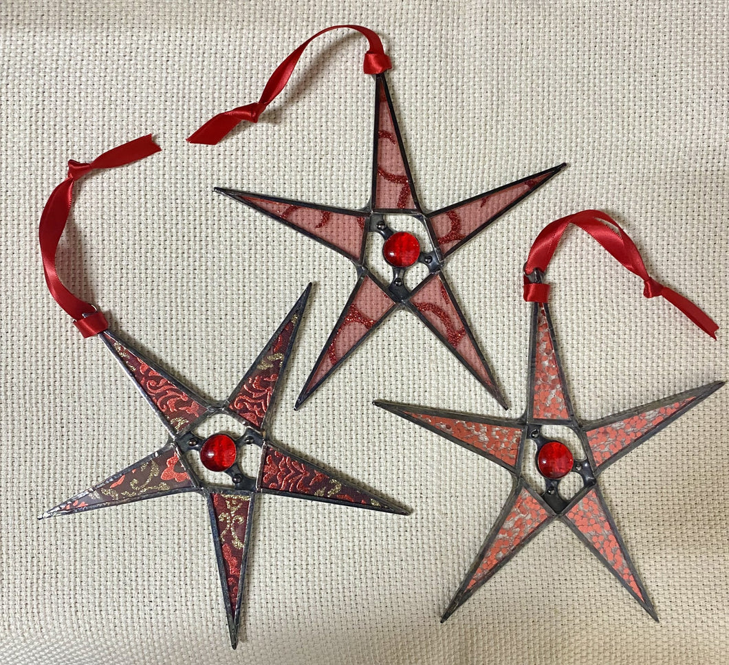 Orn, Medium Star Small Assorted Red