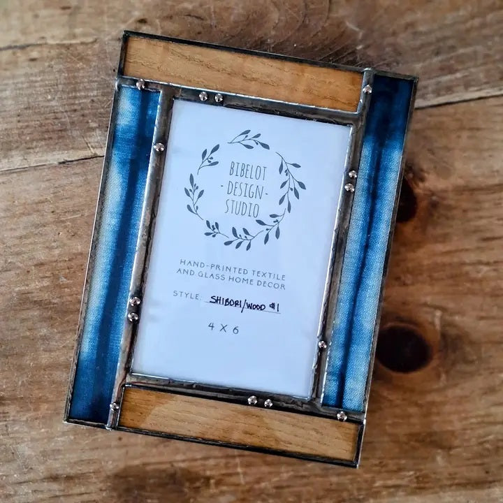 4X6 Shibori and Wood Frame