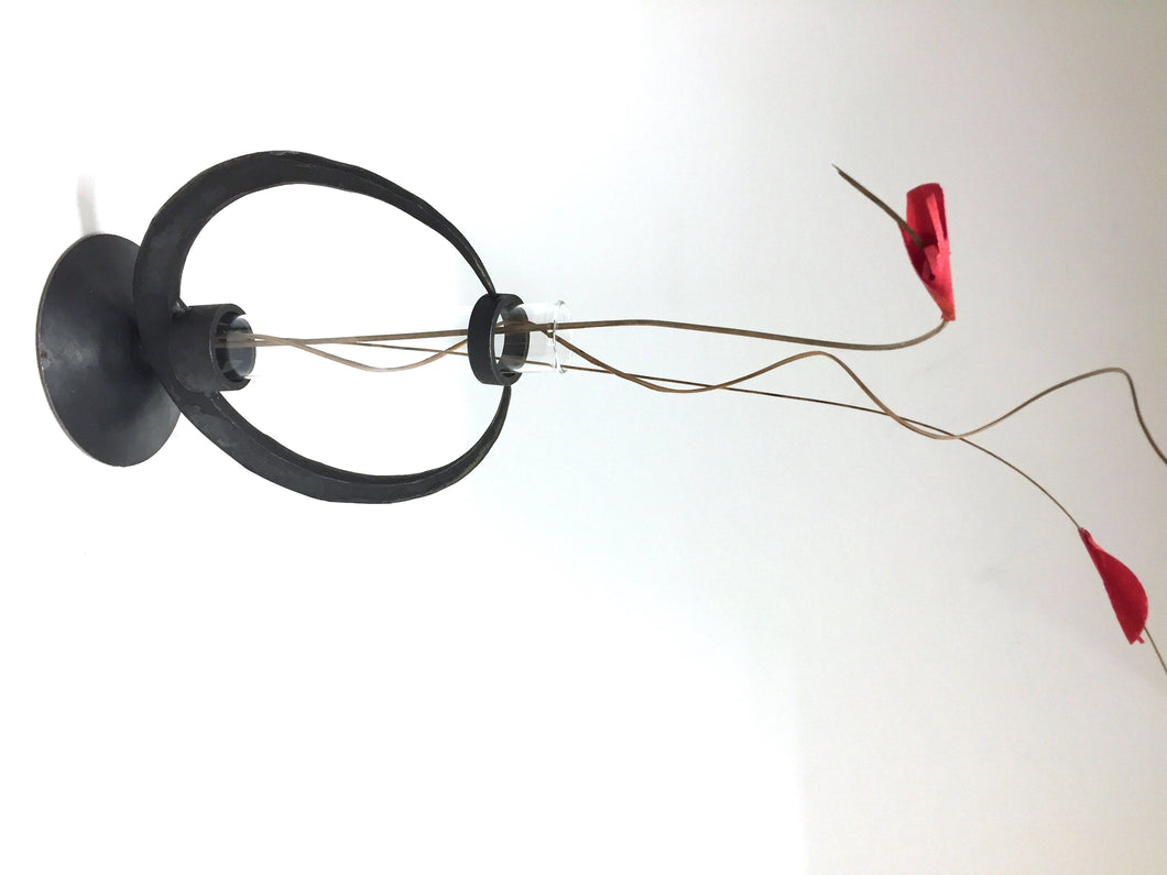 Forged-steel Circle around Glass Tube Vase