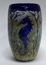 Load image into Gallery viewer, Small Cylinder Vase Seahorse Blue