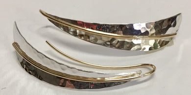 Earrings Hammered Silver with Gold Line