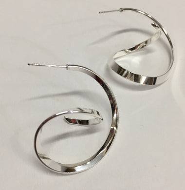 Earrings Steling Silver Post Swirl Large