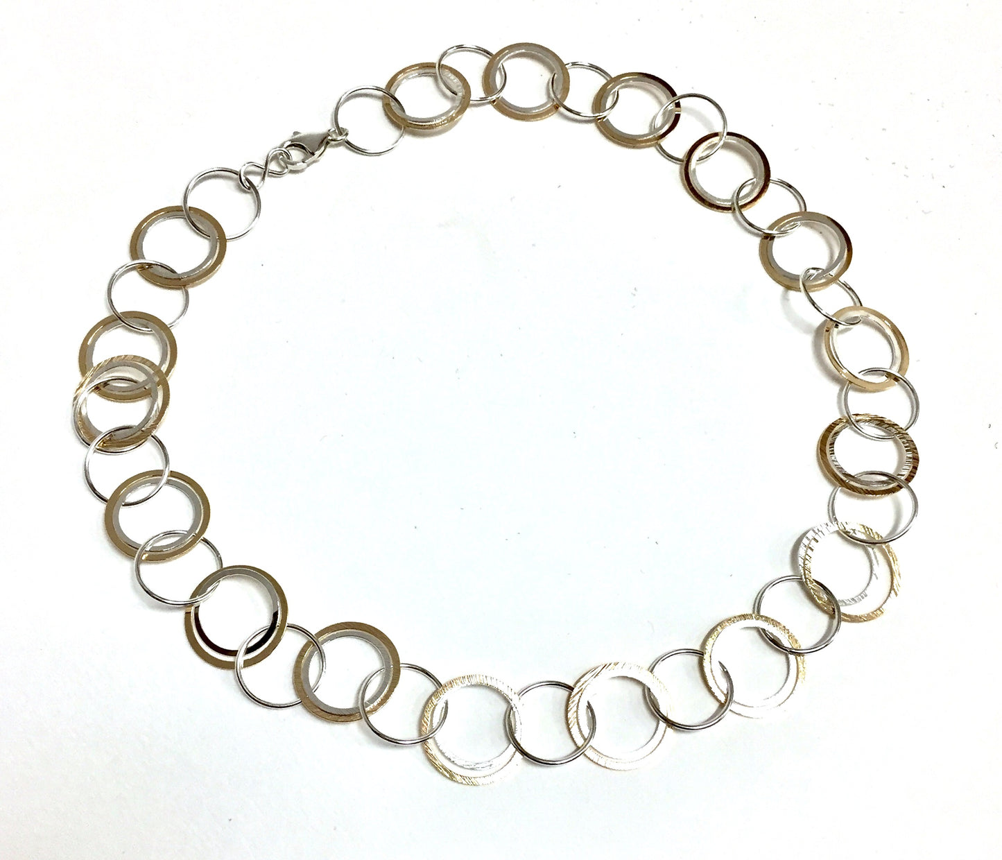 Necklace, Gold and Silver Circles 18"