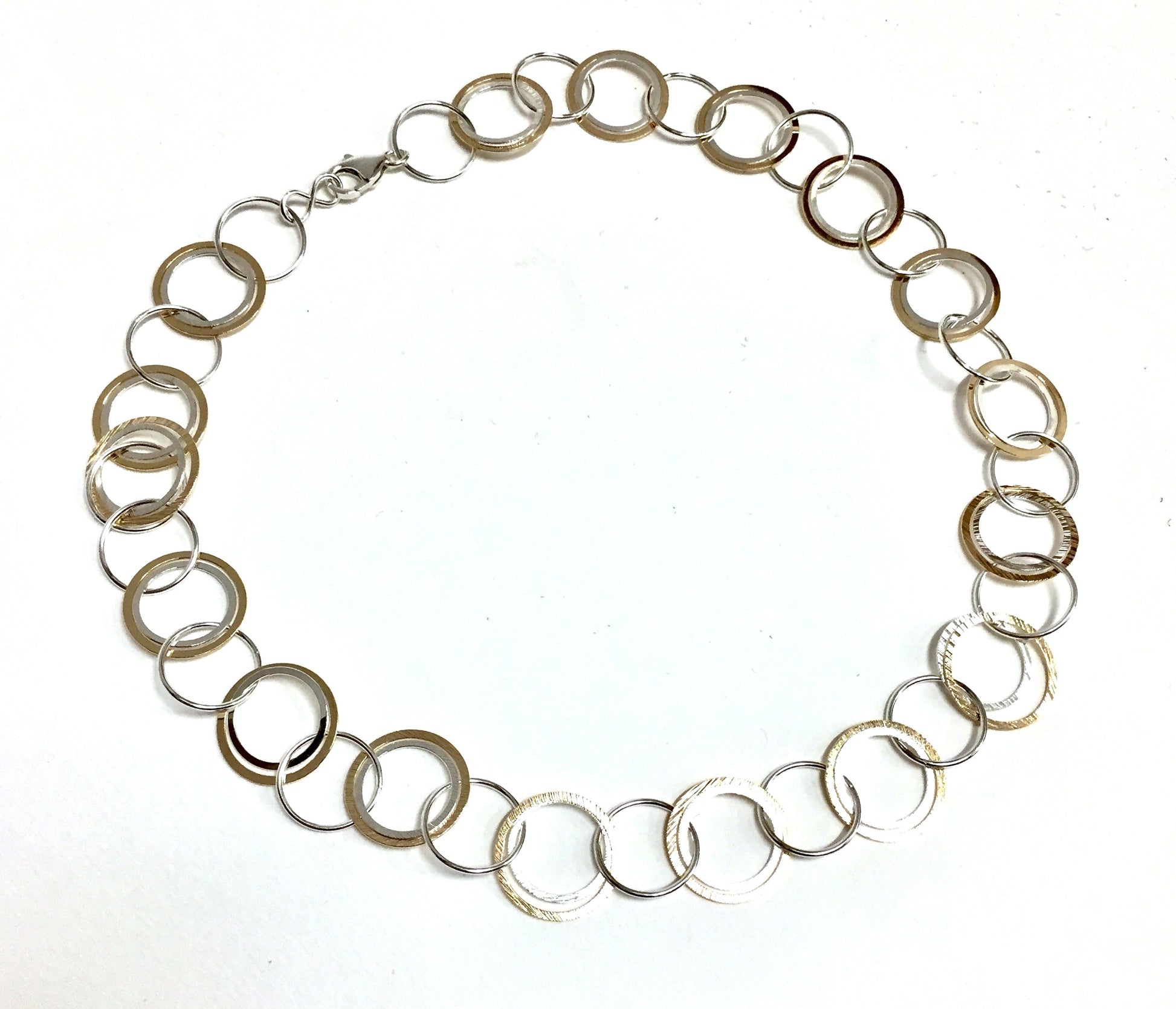 Necklace, Gold and Silver Circles 18"